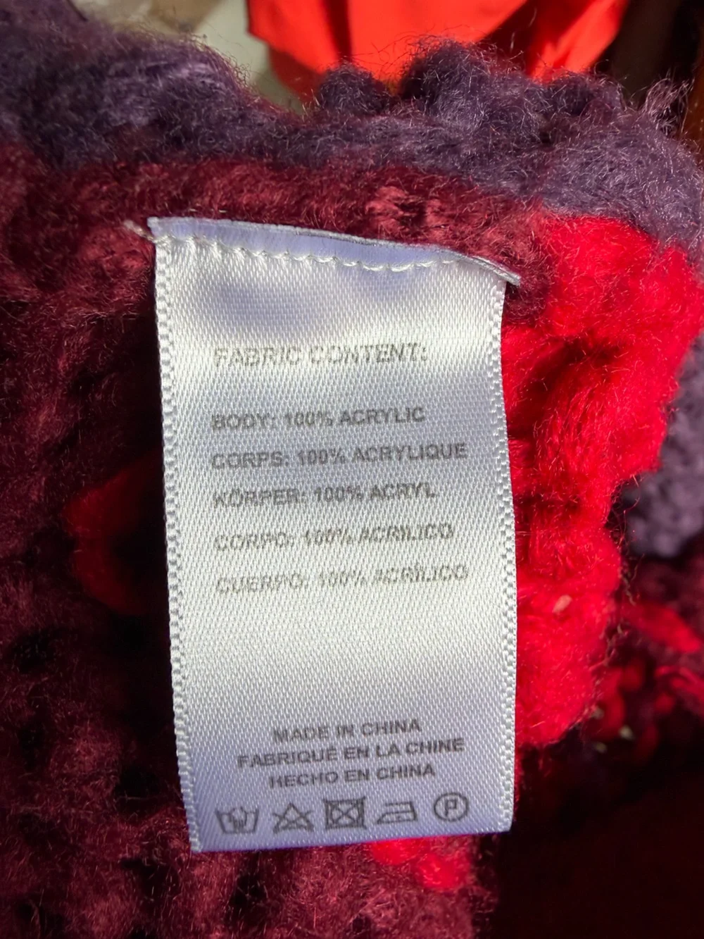 SACHI Colorblock Knit Wide Leg Pants M Artwear Boho Statement Red Purple